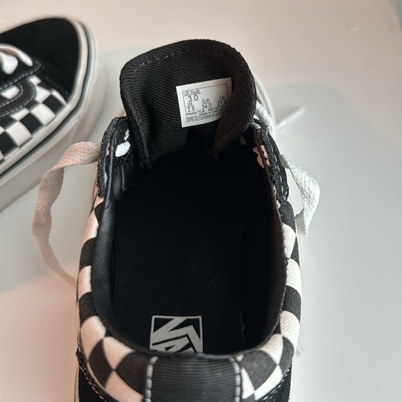 VANS black suede/felt checkered middle laces youth size 3 - Picture 4 of 5